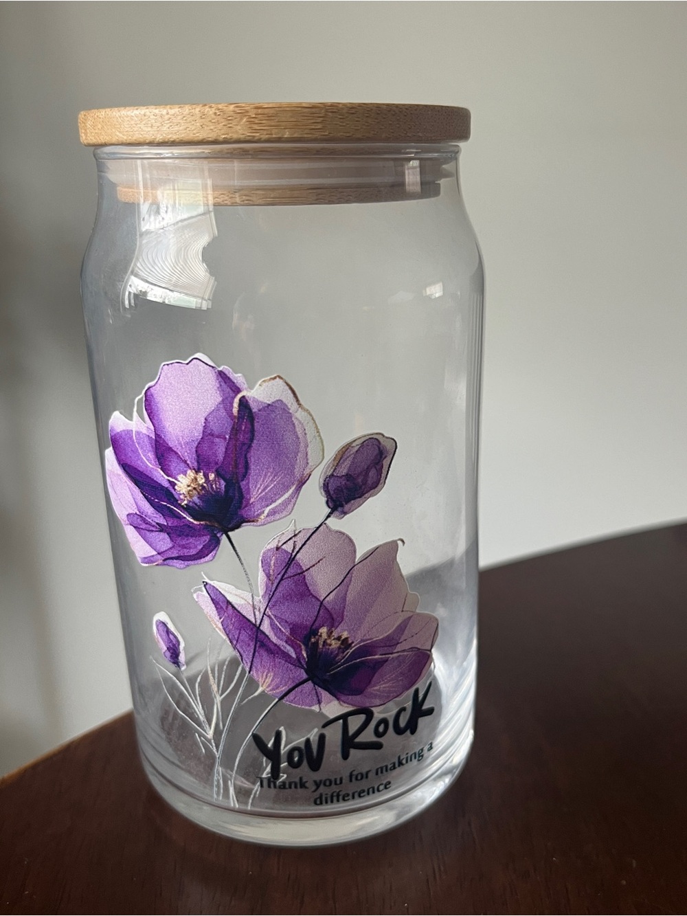 Purple Floral “You Rock” Tumbler